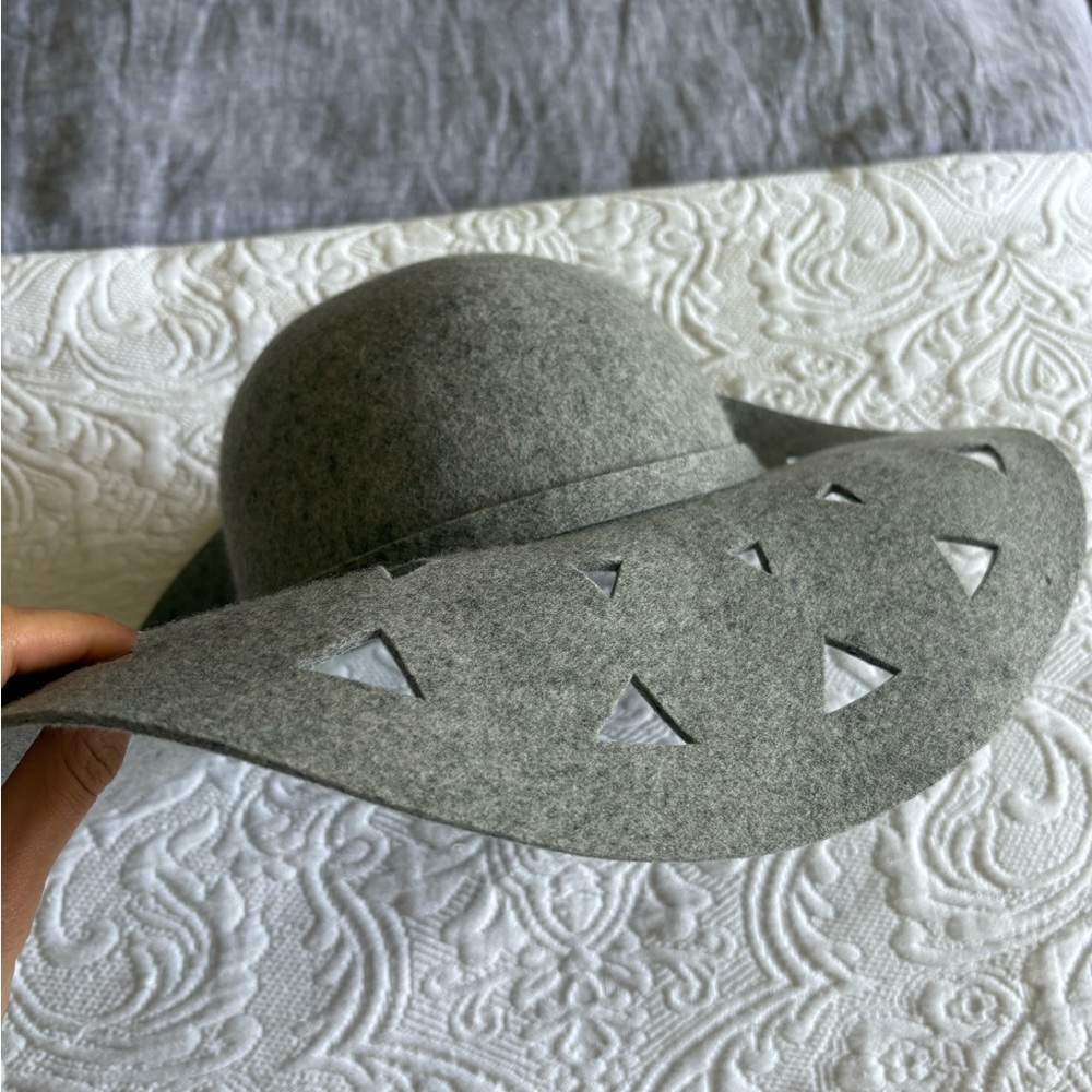 Gray Felt Hat with Cut-Out Design